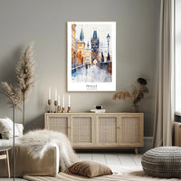 Prague's Charles Bridge Watercolor Travel Poster PosterGoat