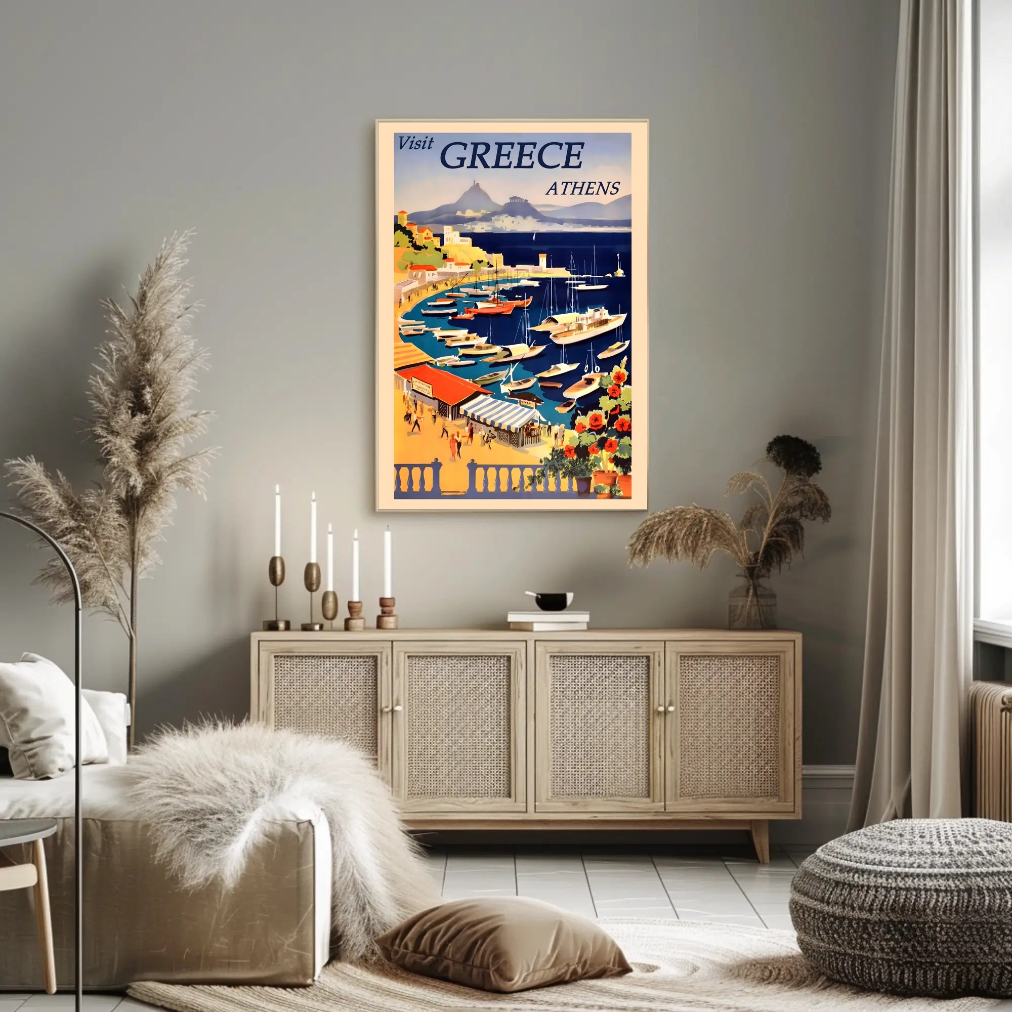 Visit Greece: Discover Athens Majestic Harbor Travel Poster