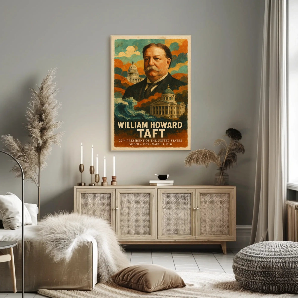 William Howard Taft 27th President of the United States Layered Digital Collage Poster