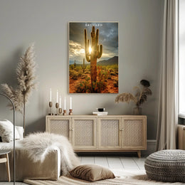 Saguaro Sunset Poster Vintage Desert Travel Print