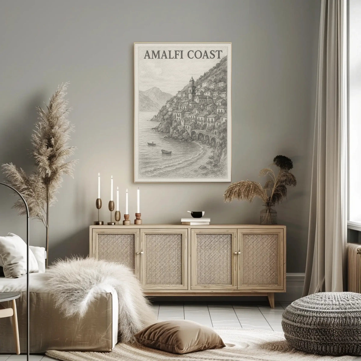 Amalfi Coast Poster Wall Art for Coastal Decor and Travel