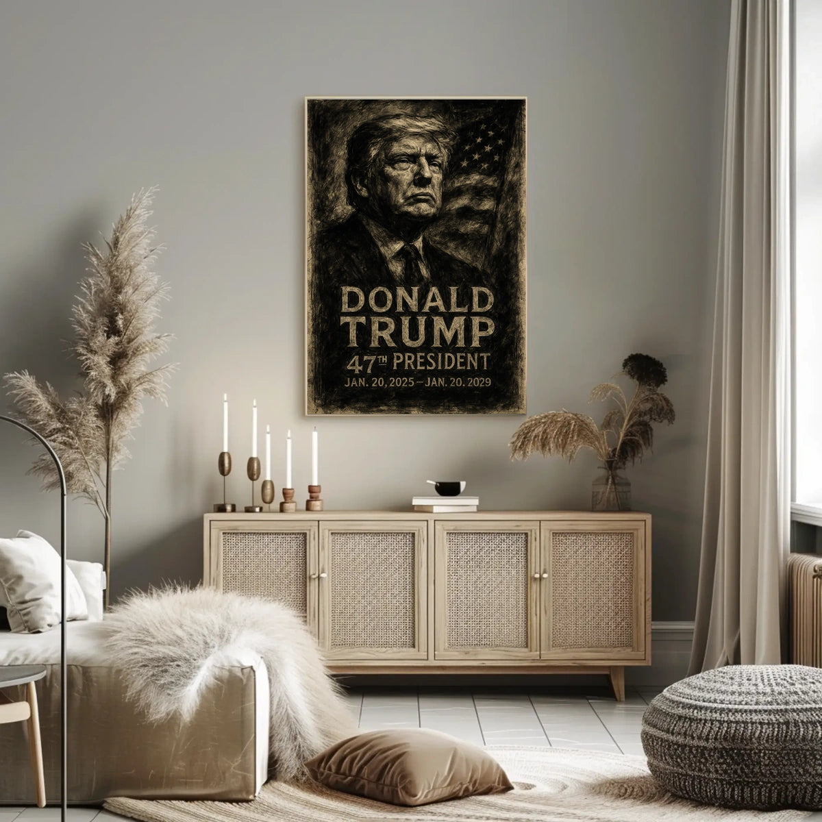 Donald Trump Charcoal Portrait: Historical or Presidential Poster