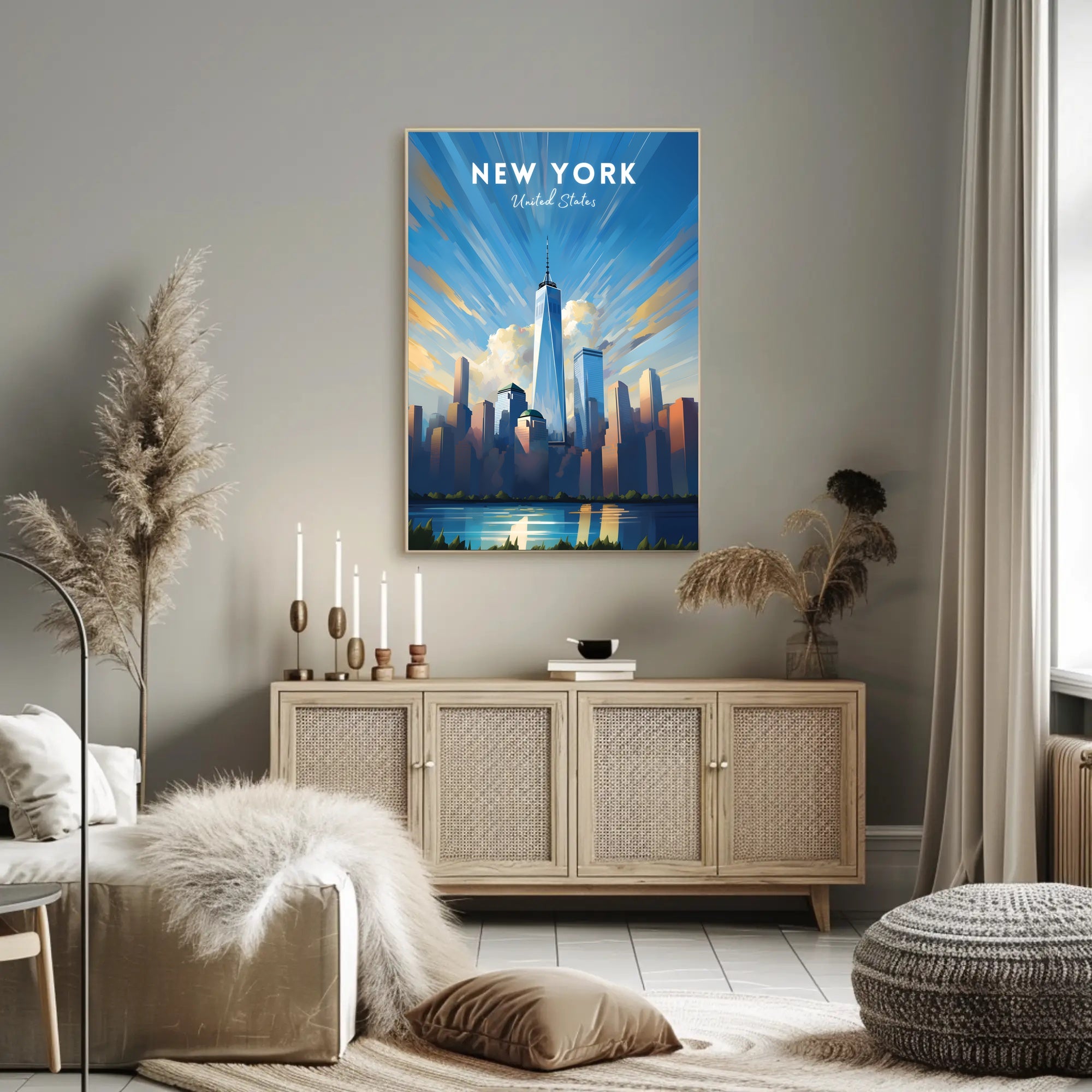 New York City Skyline Vibrant Urban or Cityscape Poster