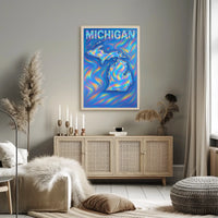Michigan Holographic Map Poster