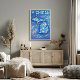 Michigan Holographic Map Poster