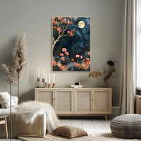 Dreamy Enchanted Garden Under Moonlit Sky Poster