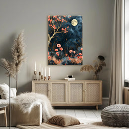 Dreamy Enchanted Garden Under Moonlit Sky Poster