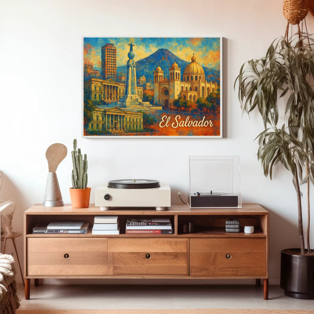 El Salvador Landmarks Travel Digital Painting Poster