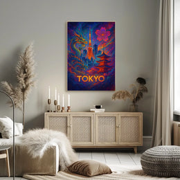 Tokyo Tower Fantasy: Vibrant Poster of Tradition & Modernity