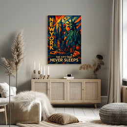New York City Vibrant Urban Scene Poster Modern Wall Art