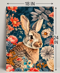 Whimsical Rabbit & Floral Harmony Animal Poster
