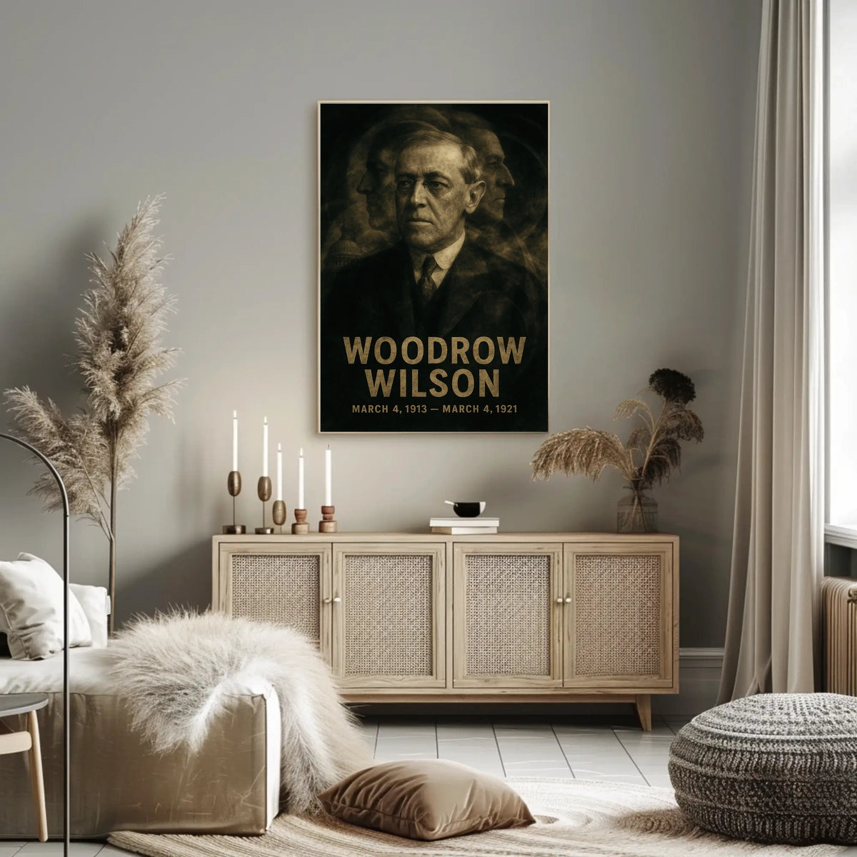 Woodrow Wilson 28th President of the United States Double Exposure Poster
