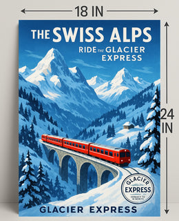 The Swiss Alps Glacier Express Adventure Poster PosterGoat