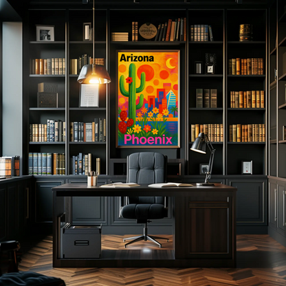 Arizona Phoenix Skyline Vintage Travel Poster Art