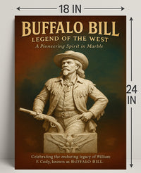 Buffalo Bill Marble Statue Poster Vintage Wall Art