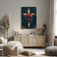 Cross with Roses Artistic Abstract or Pop Culture Poster