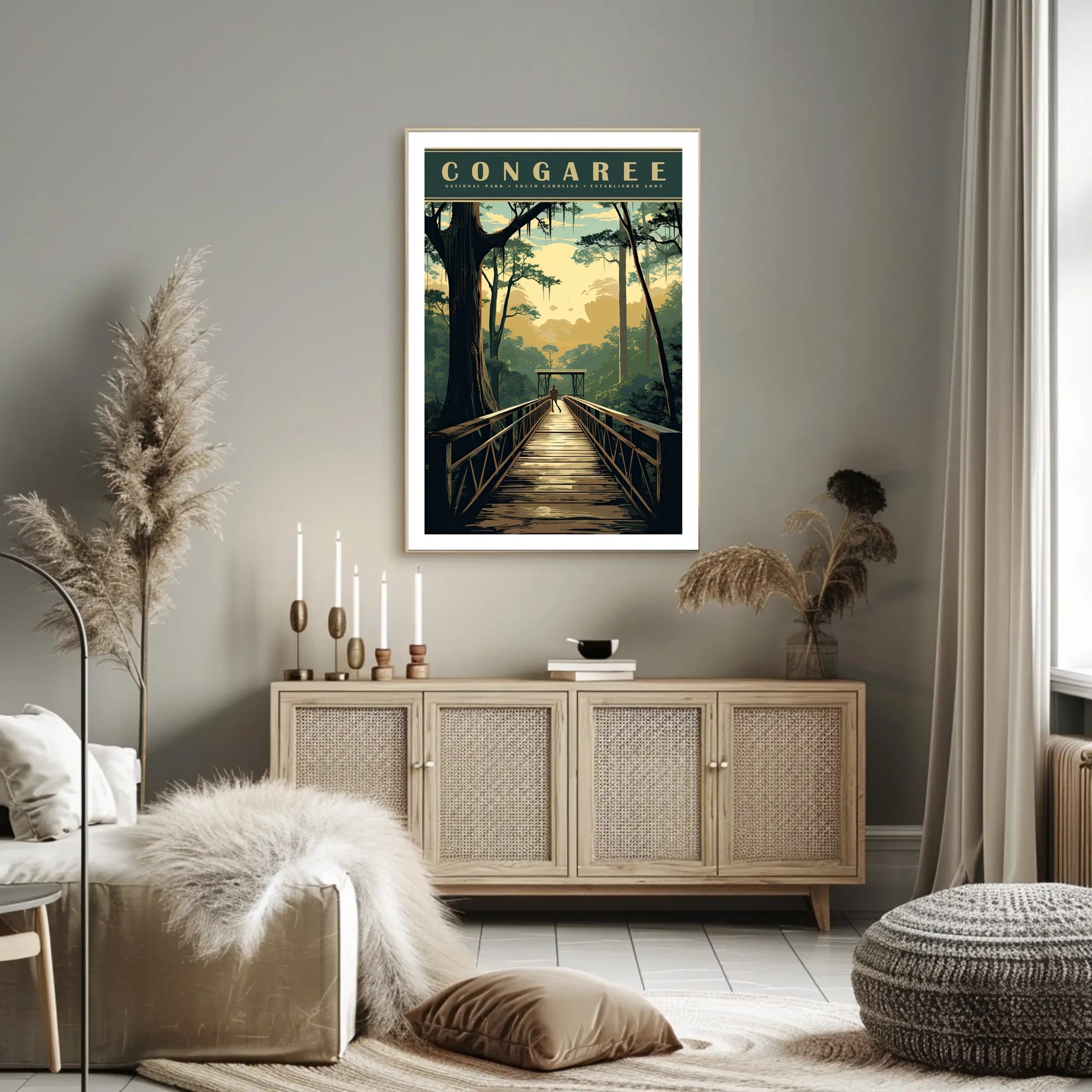 Congaree National Park Travel Poster Vintage Print