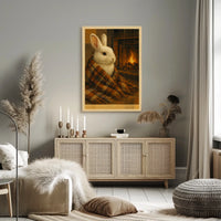 Cozy Bunny By The Fireplace Poster