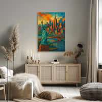New York City Poster Abstract Vibrant Skyline Wall Art