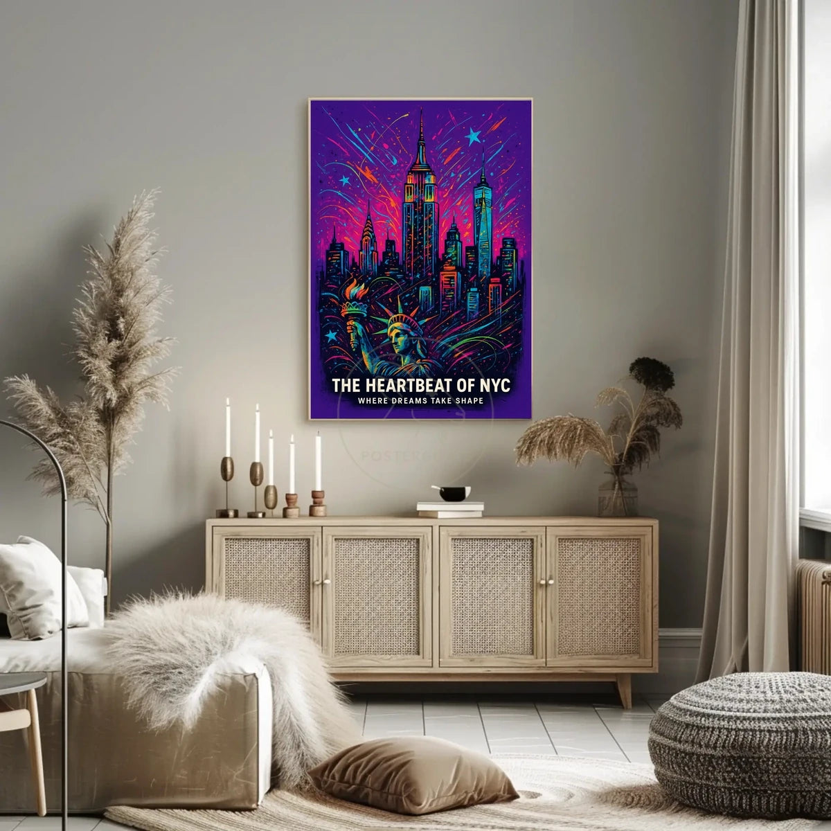 New York Dreamscape: Vibrant Cityscape Urban or Cityscape Poster