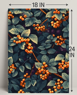 Vivid Artistic Botanical Poster with Orange Berries Illustration