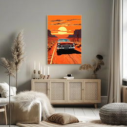 Vintage Road Trip at Sunset Poster
