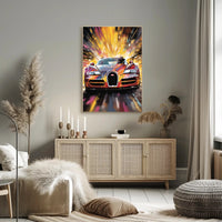 Fiery Sports Car Speed Chase Poster