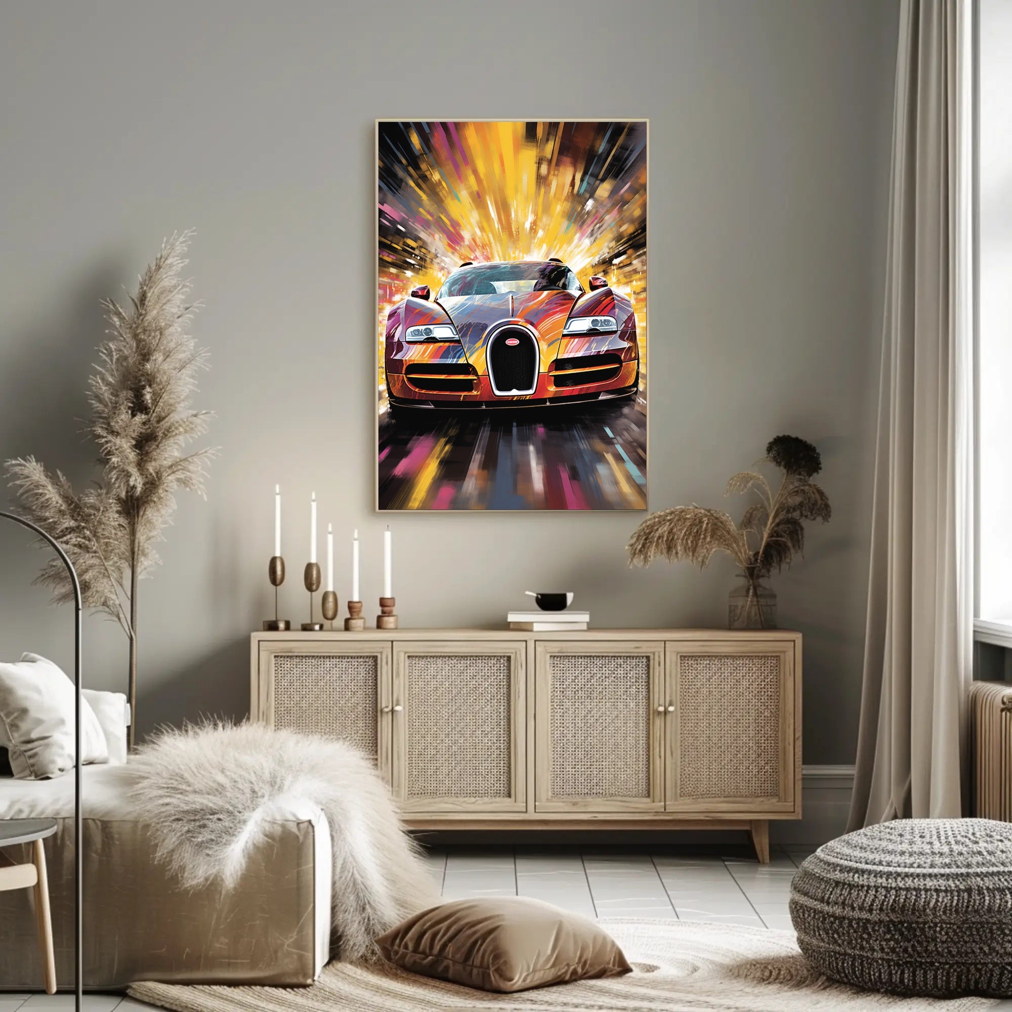 Fiery Sports Car Speed Chase Poster
