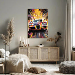 Fiery Sports Car Speed Chase Poster