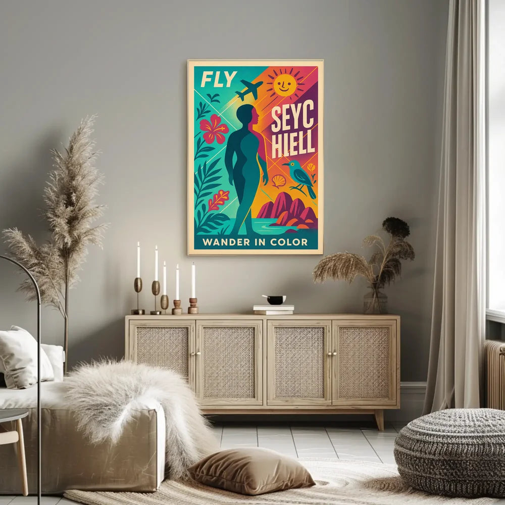 Fly to Seychelles Adventure – Vibrant Travel Poster PosterGoat