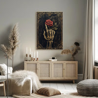 Skeletal Hand with Rose Gothic Vintage Art Poster
