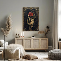 Skeletal Hand with Rose Gothic Vintage Art Poster