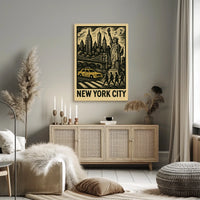 New York City Iconic Skyline Poster Vintage Wall Art