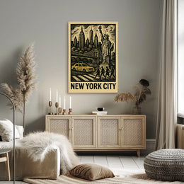 New York City Iconic Skyline Poster Vintage Wall Art