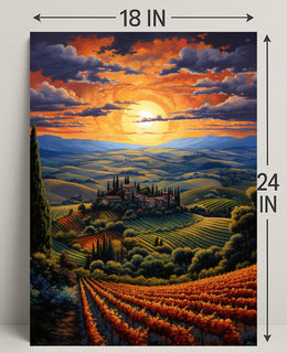 Sunset Over Tuscan Hills Poster