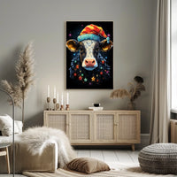 Whimsical Cow Christmas Poster: Festive Holiday Decor