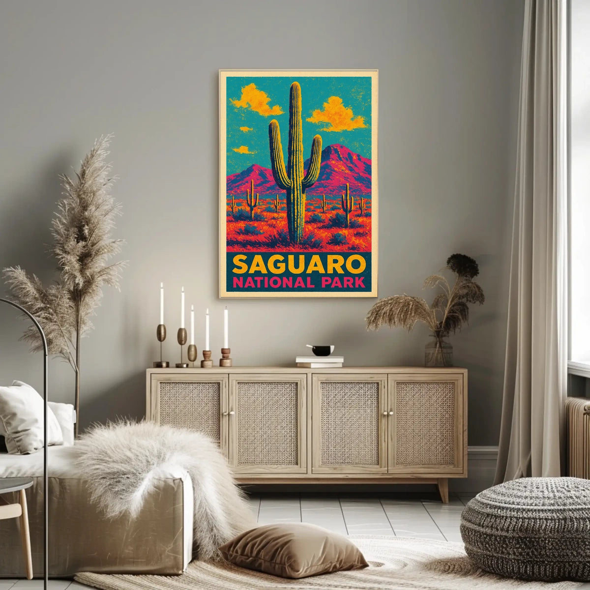 Saguaro National Park Vintage Desert Landscape Poster