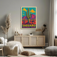 Saguaro National Park Vintage Desert Landscape Poster