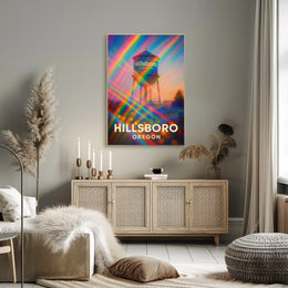 Hillsboro Water Tower Cityscape Vibrant Photography Poster