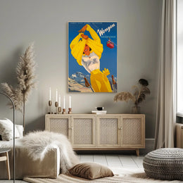 Wengen Skiing Scene Vintage Travel Poster PosterGoat