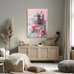 Floating Pagoda In The Clouds Poster PosterGoat