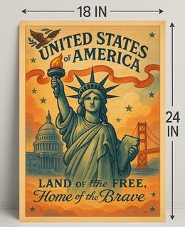 United States of America Land of the Free Poster PosterGoat