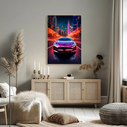 Futuristic Night Drive Poster PosterGoat