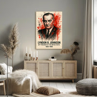 Lyndon B. Johnson Watercolor Presidential Historical or Presidential Poster