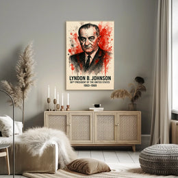 Lyndon B. Johnson Watercolor Presidential Historical or Presidential Poster