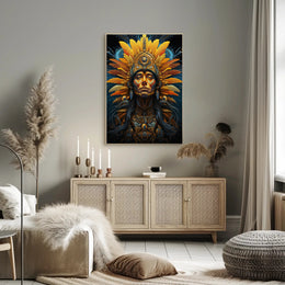 Mystical Feathered Headdress Cultural or Heritage Poster