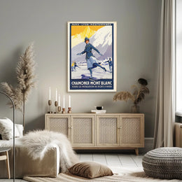Vintage Chamonix Travel Poster - Elegant Alpine Winter Sports Adventure PosterGoat