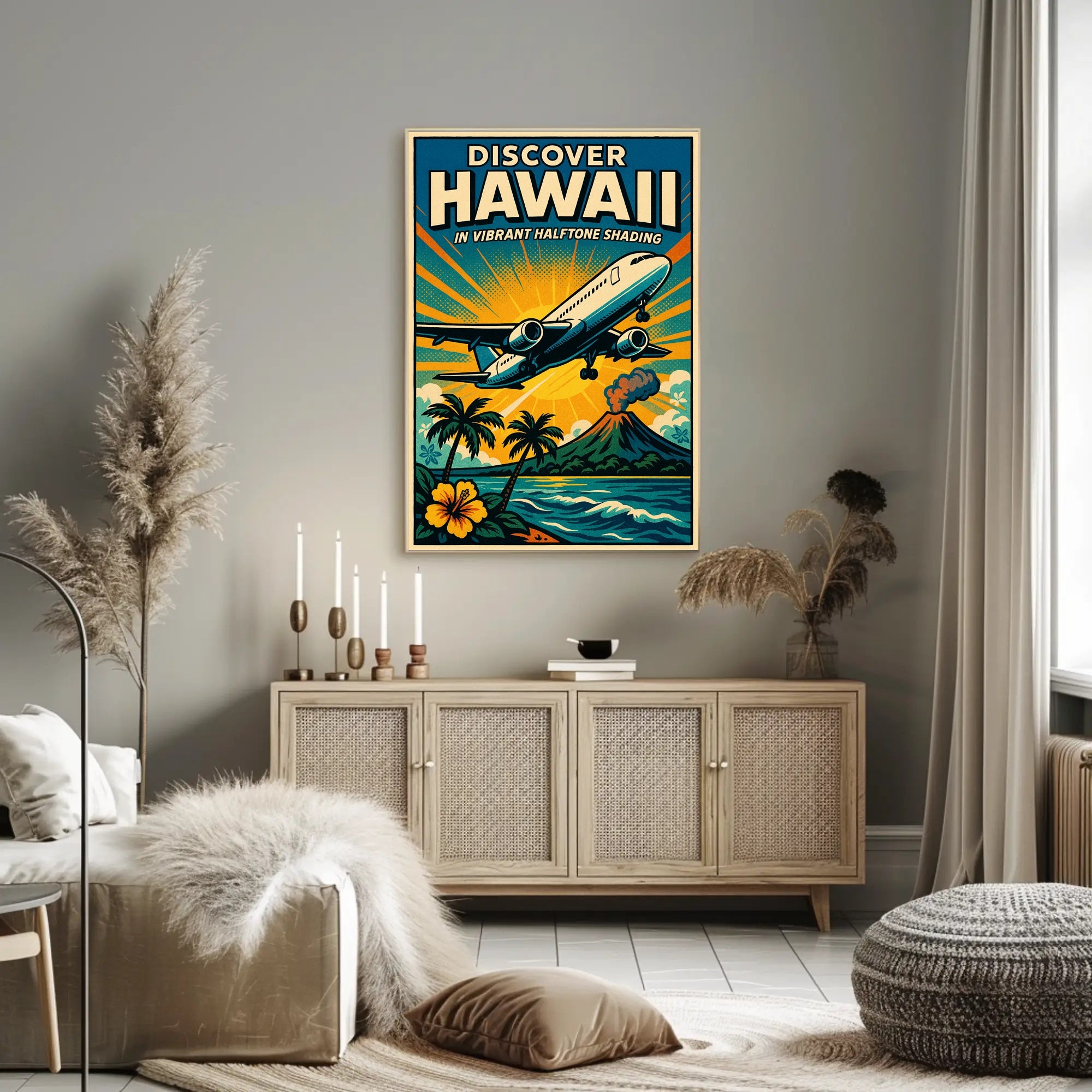 Discover Hawaii Vibrant Halftone Poster PosterGoat