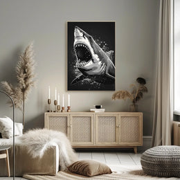 Ferocious Shark Illustration Poster