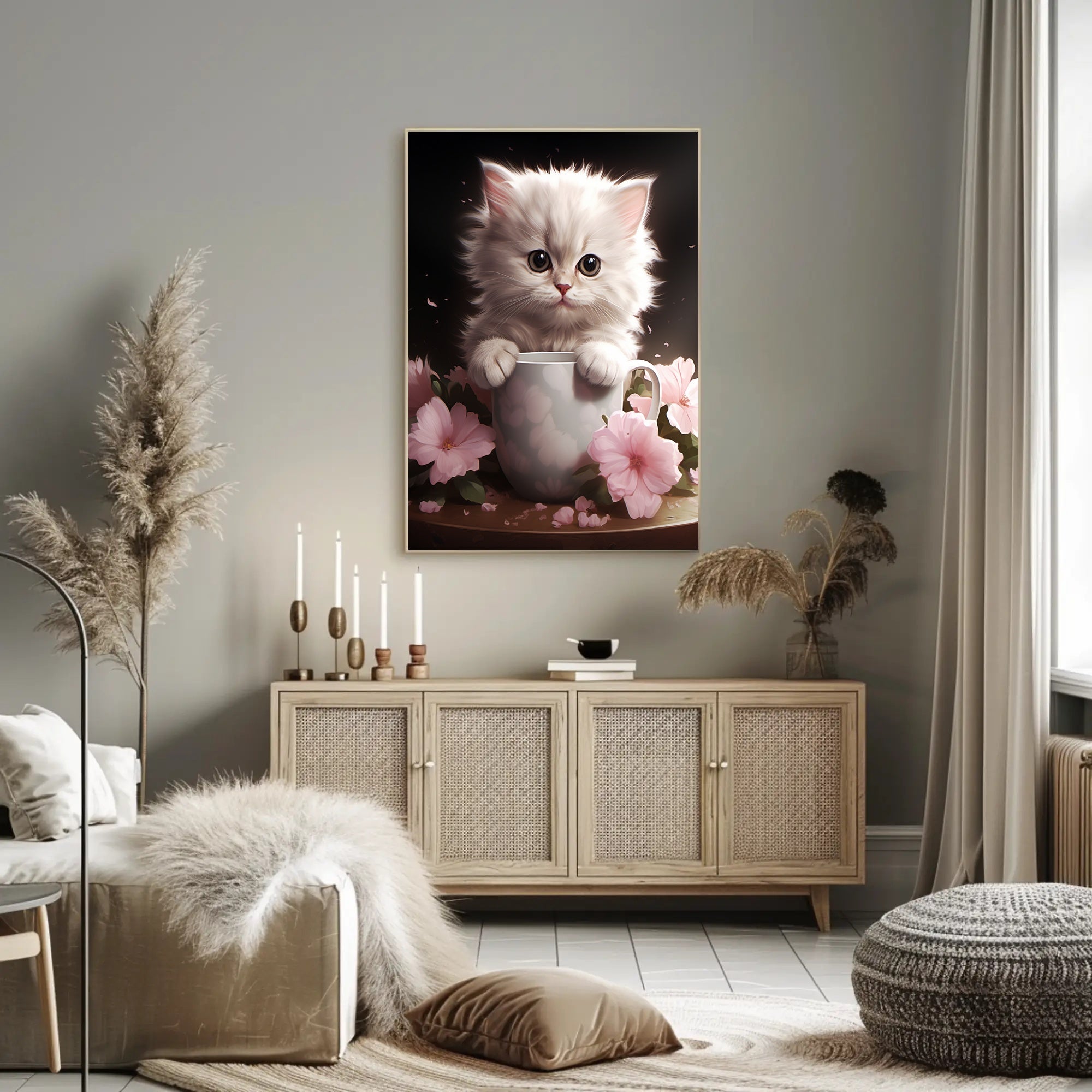 Kitten In A Cup Poster PosterGoat